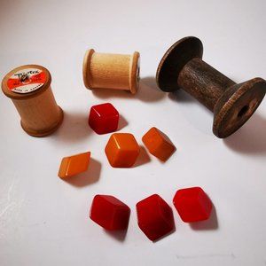 Vintage Two Dimensional Abstract Cube Lucite Buttons Lot of Seven